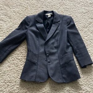 White House Black Market Blazer, Dark Gray With Houndstooth Type Pattern Size 0
